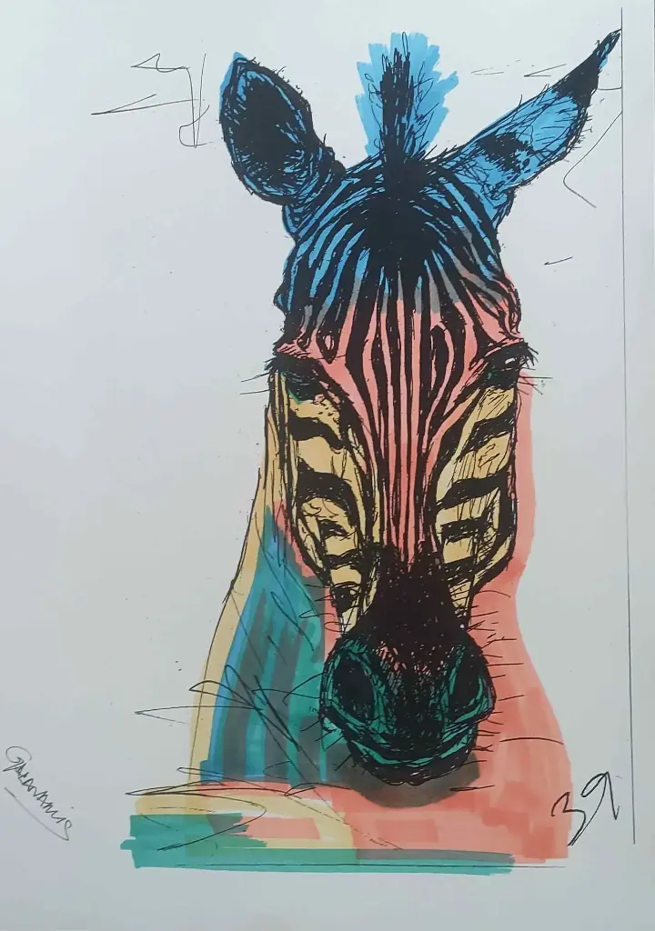 Reproduction zèbre coloration fait main